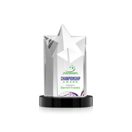 Awards and Trophies - Crystal Awards - Berkeley Full Color Black on Condor Base Star Crystal Award