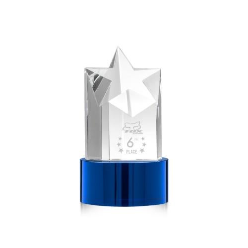 Awards and Trophies - Crystal Awards - Berkeley Star on Marvel Base - Blue