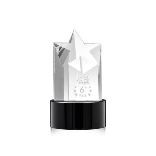 Awards and Trophies - Crystal Awards - Berkeley Star on Marvel Base - Black