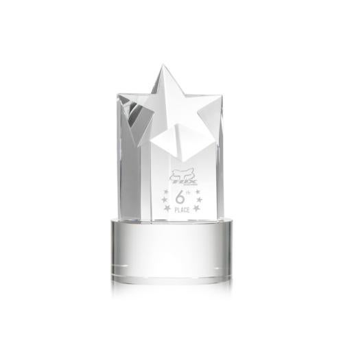 Awards and Trophies - Crystal Awards - Berkeley Star on Marvel Base - Clear