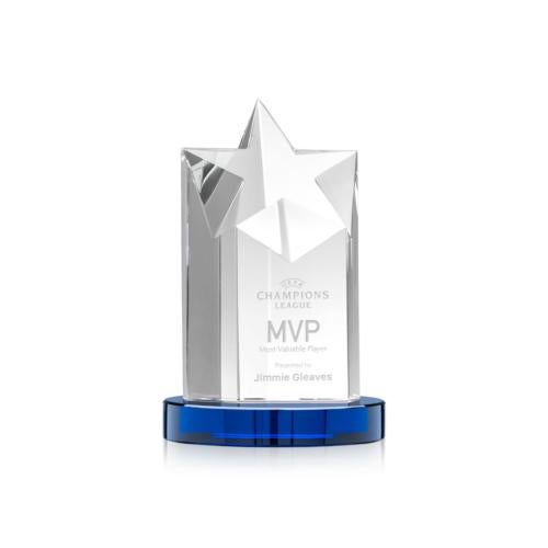 Awards and Trophies - Crystal Awards - Berkeley Star on Condor Base - Blue