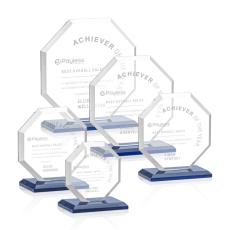 Leyland Blue Polygon Crystal Award - Crystal Awards