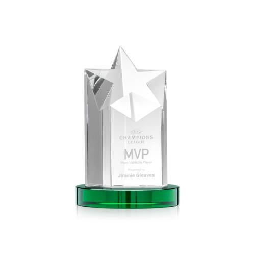 Awards and Trophies - Crystal Awards - Berkeley Star on Condor Base - Green