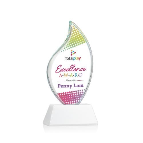 Awards and Trophies - Crystal Awards - Odessy Vividprint™ White on Newhaven Flame Crystal Award