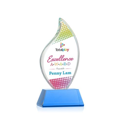 Awards and Trophies - Crystal Awards - Odessy Vividprint™ Sky Blue on Newhaven Flame Crystal Award