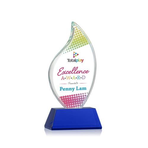 Awards and Trophies - Crystal Awards - Odessy Vividprint™ Blue on Newhaven Flame Crystal Award