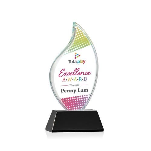 Awards and Trophies - Crystal Awards - Odessy Vividprint™ Black on Newhaven Flame Crystal Award
