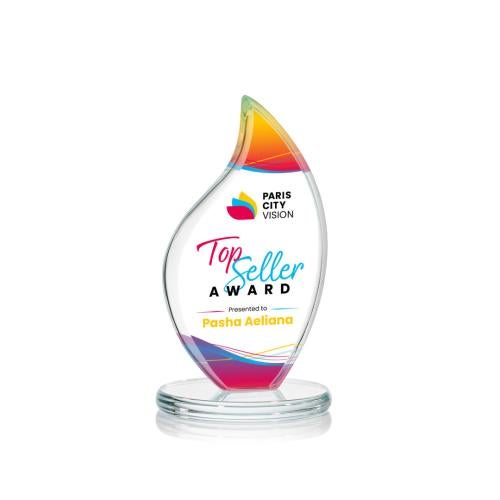 Awards and Trophies - Crystal Awards - Odessy Full Color Clear Flame Crystal Award