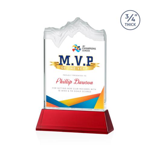 Awards and Trophies - Crystal Awards - Kilimanjaro Full Color Red on Newhaven Peaks Crystal Award