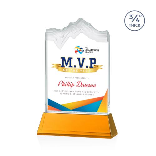 Awards and Trophies - Crystal Awards - Kilimanjaro Full Color Amber on Newhaven Peaks Crystal Award