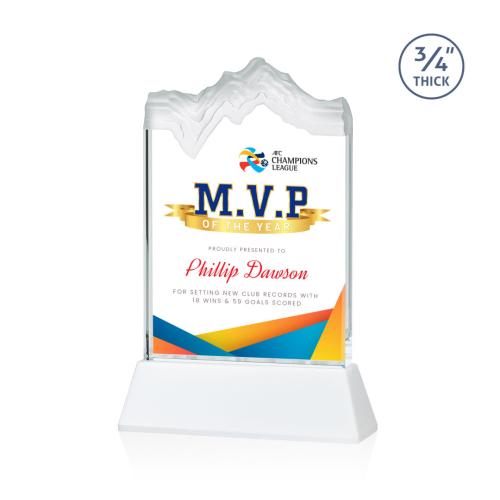 Awards and Trophies - Crystal Awards - Kilimanjaro Full Color White on Newhaven Peaks Crystal Award