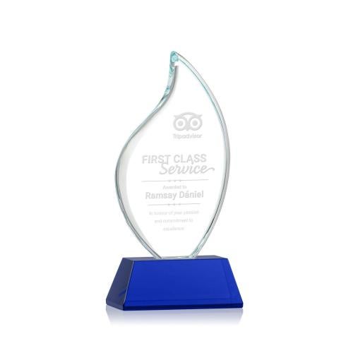 Awards and Trophies - Crystal Awards - Odessy Blue on Newhaven Flame Crystal Award