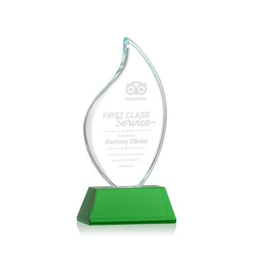 Awards and Trophies - Crystal Awards - Odessy Green on Newhaven Flame Crystal Award