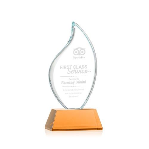 Awards and Trophies - Crystal Awards - Odessy Amber on Newhaven Flame Crystal Award