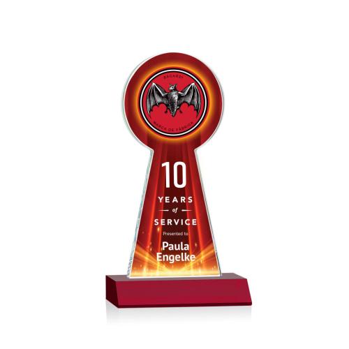 Awards and Trophies - Crystal Awards - Laidlaw Full Color Red Towers Crystal Award