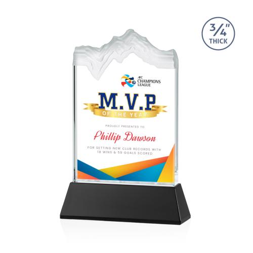 Awards and Trophies - Crystal Awards - Kilimanjaro Full Color Black on Newhaven Peaks Crystal Award