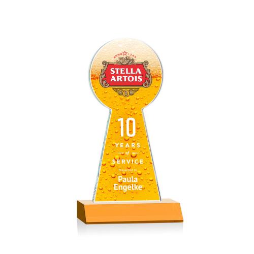 Awards and Trophies - Crystal Awards - Laidlaw Full Color Amber Towers Crystal Award