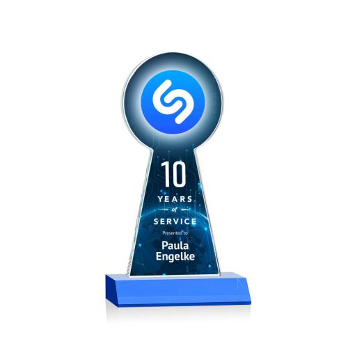 Awards and Trophies - Crystal Awards - Laidlaw Full Color Sky Blue Towers Crystal Award