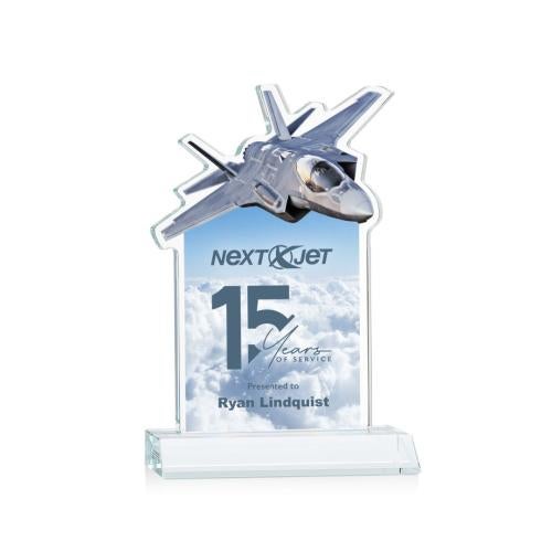 Awards and Trophies - Crystal Awards - Top Gun Full Color Clear Unique Crystal Award