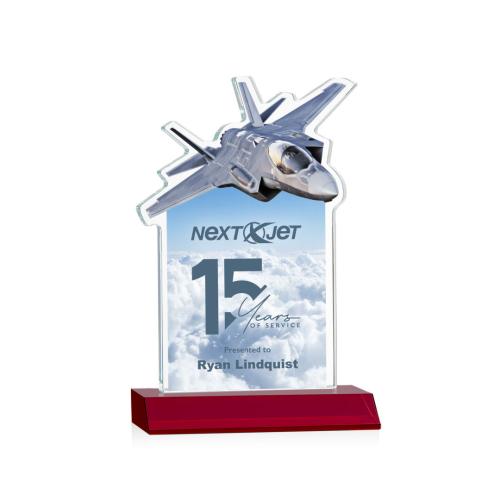 Awards and Trophies - Crystal Awards - Top Gun Full Color Red Unique Crystal Award