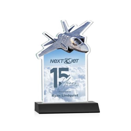 Awards and Trophies - Crystal Awards - Top Gun Full Color Black Unique Crystal Award