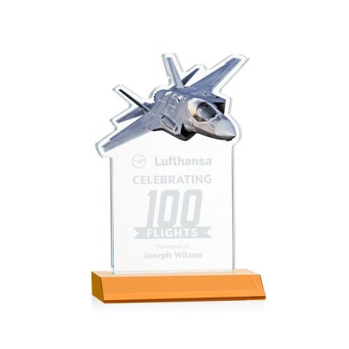 Awards and Trophies - Crystal Awards - Top Gun Amber Unique Crystal Award