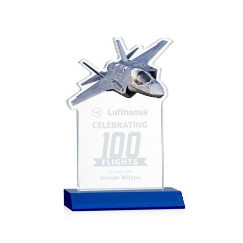 Awards and Trophies - Crystal Awards - Top Gun Blue Unique Crystal Award
