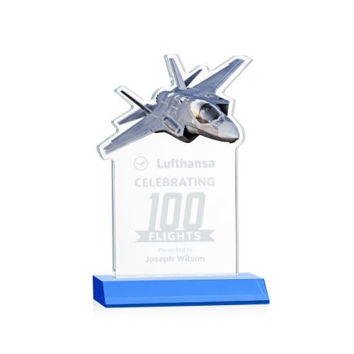 Awards and Trophies - Crystal Awards - Top Gun Sky Blue Unique Crystal Award