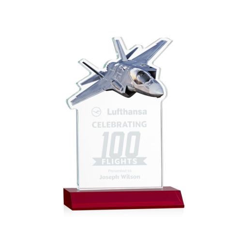 Awards and Trophies - Crystal Awards - Top Gun Red Unique Crystal Award
