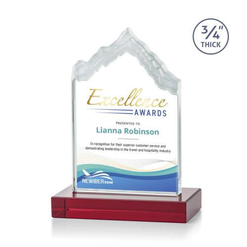 Awards and Trophies - Crystal Awards - McKinley Full Color Red Peaks Crystal Award