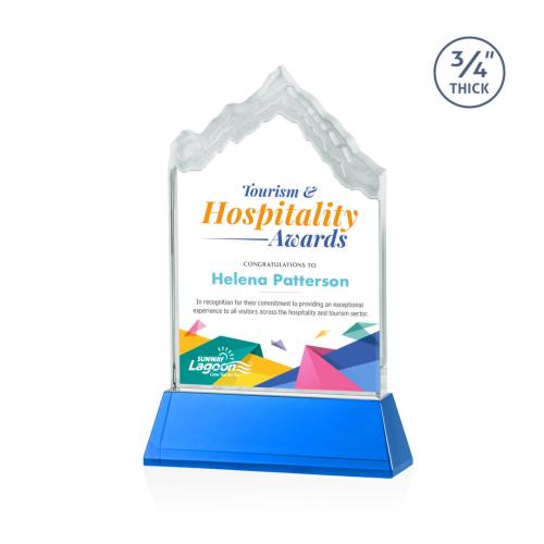 Awards and Trophies - Crystal Awards - McKinley Full Color Sky Blue on Newhaven Peaks Crystal Award