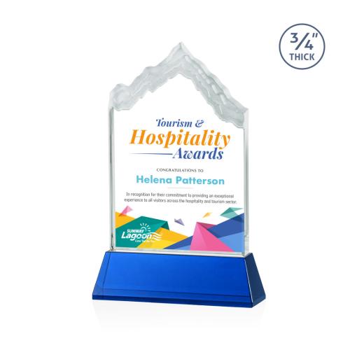 Awards and Trophies - Crystal Awards - McKinley Full Color Blue on Newhaven Peaks Crystal Award
