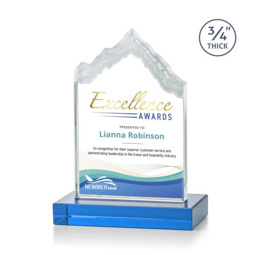 Awards and Trophies - Crystal Awards - McKinley Full Color Sky Blue Peaks Crystal Award