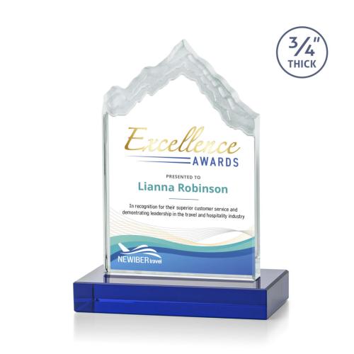 Awards and Trophies - Crystal Awards - McKinley Full Color Blue Peaks Crystal Award