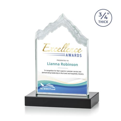 Awards and Trophies - Crystal Awards - McKinley Full Color Black Peaks Crystal Award