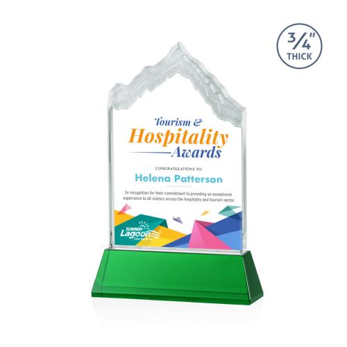 Awards and Trophies - Crystal Awards - McKinley Full Color Green on Newhaven Peaks Crystal Award