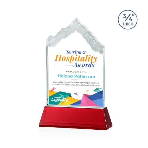 Awards and Trophies - Crystal Awards - McKinley Full Color Red on Newhaven Peaks Crystal Award