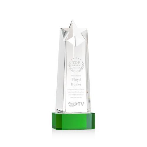 Awards and Trophies - Crystal Awards - Delaware Star on Base - Green