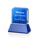 Flamborough Full Color Blue on Base Square / Cube Crystal Award
