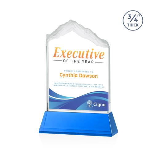 Awards and Trophies - Crystal Awards - Everest Full Color Sky Blue on Newhaven Peaks Crystal Award