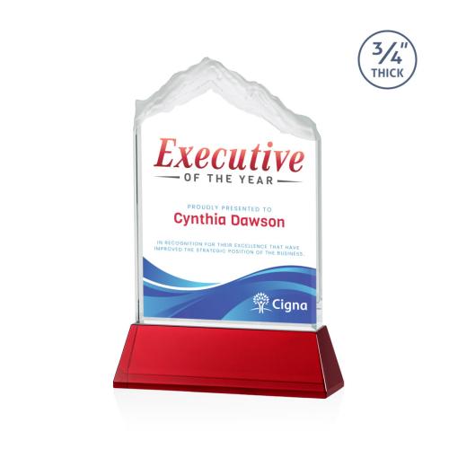 Awards and Trophies - Crystal Awards - Everest Full Color Red on Newhaven Peaks Crystal Award