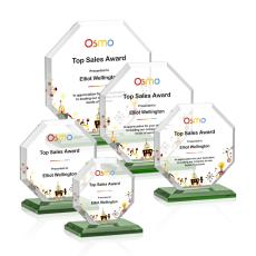 Leyland Full Color Green Polygon Crystal Award - Awards and Trophies