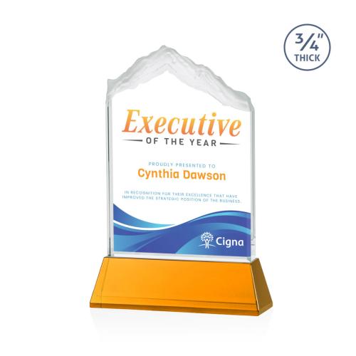 Awards and Trophies - Crystal Awards - Everest Full Color Amber on Newhaven Peaks Crystal Award