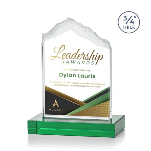 Awards and Trophies - Crystal Awards - Everest Full Color Green Peaks Crystal Award