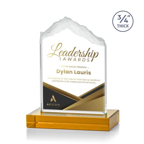 Awards and Trophies - Crystal Awards - Everest Full Color Amber Peaks Crystal Award