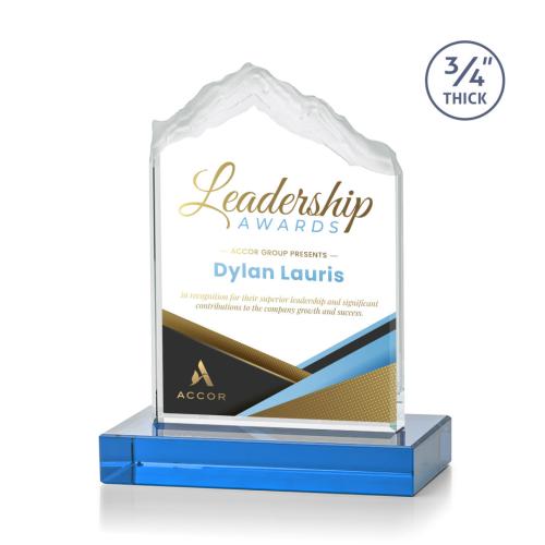 Awards and Trophies - Crystal Awards - Everest Full Color Sky Blue Peaks Crystal Award