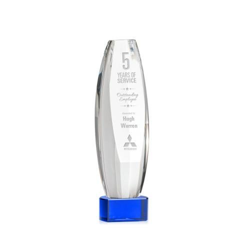 Awards and Trophies - Crystal Awards - Hoover Blue on Paragon Base Towers Crystal Award
