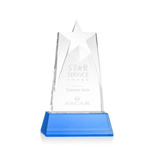 Awards and Trophies - Crystal Awards - Millington Star on Base - Sky Blue