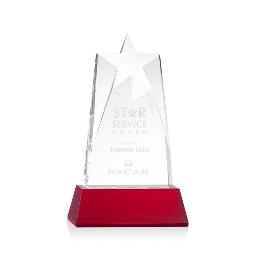 Awards and Trophies - Crystal Awards - Millington Star on Base - Red