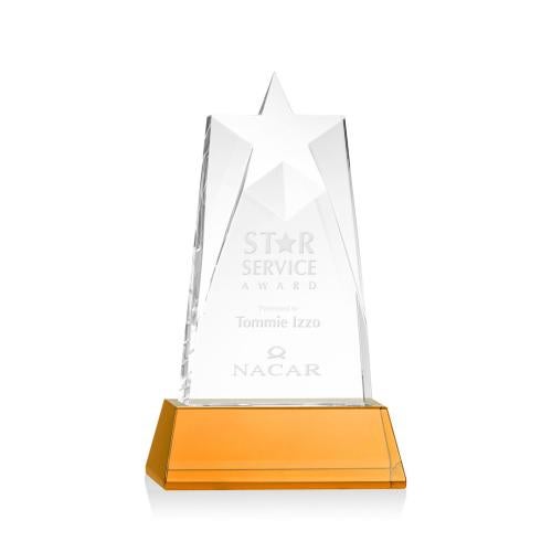 Awards and Trophies - Crystal Awards - Millington Star on Base - Amber